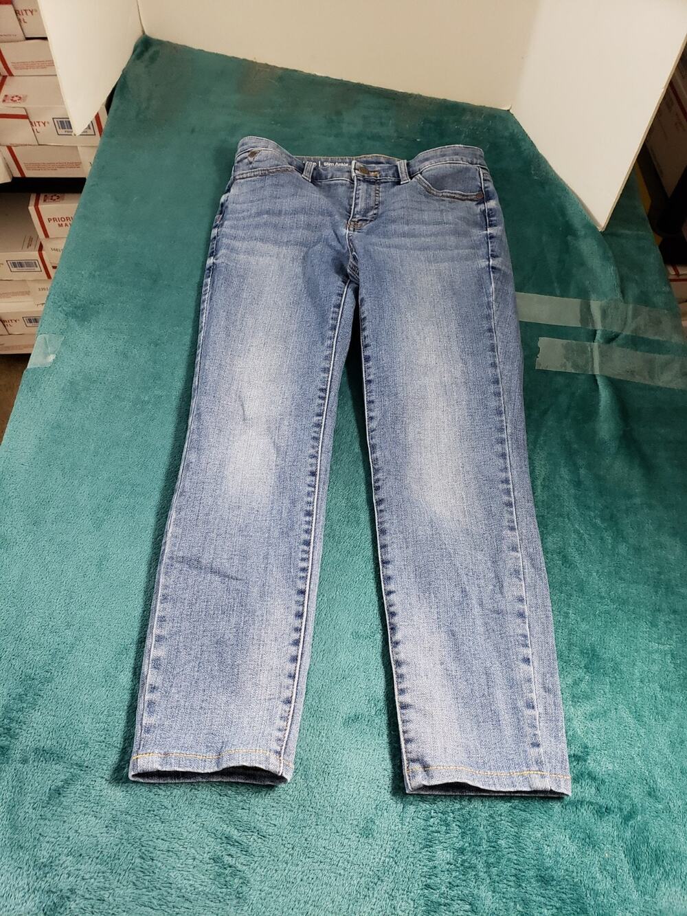 Talbots Jeans Size 2 Petite Womens Blue Stretch Pants Mid Rise Slim Ankle